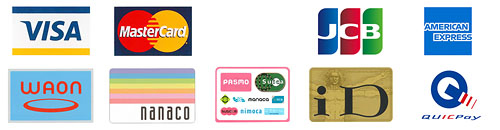 VISA MasterCard UnionPay JCB AMERIKAN EXPRESS WAON nanaco 交通系ICカード iD QUICPay